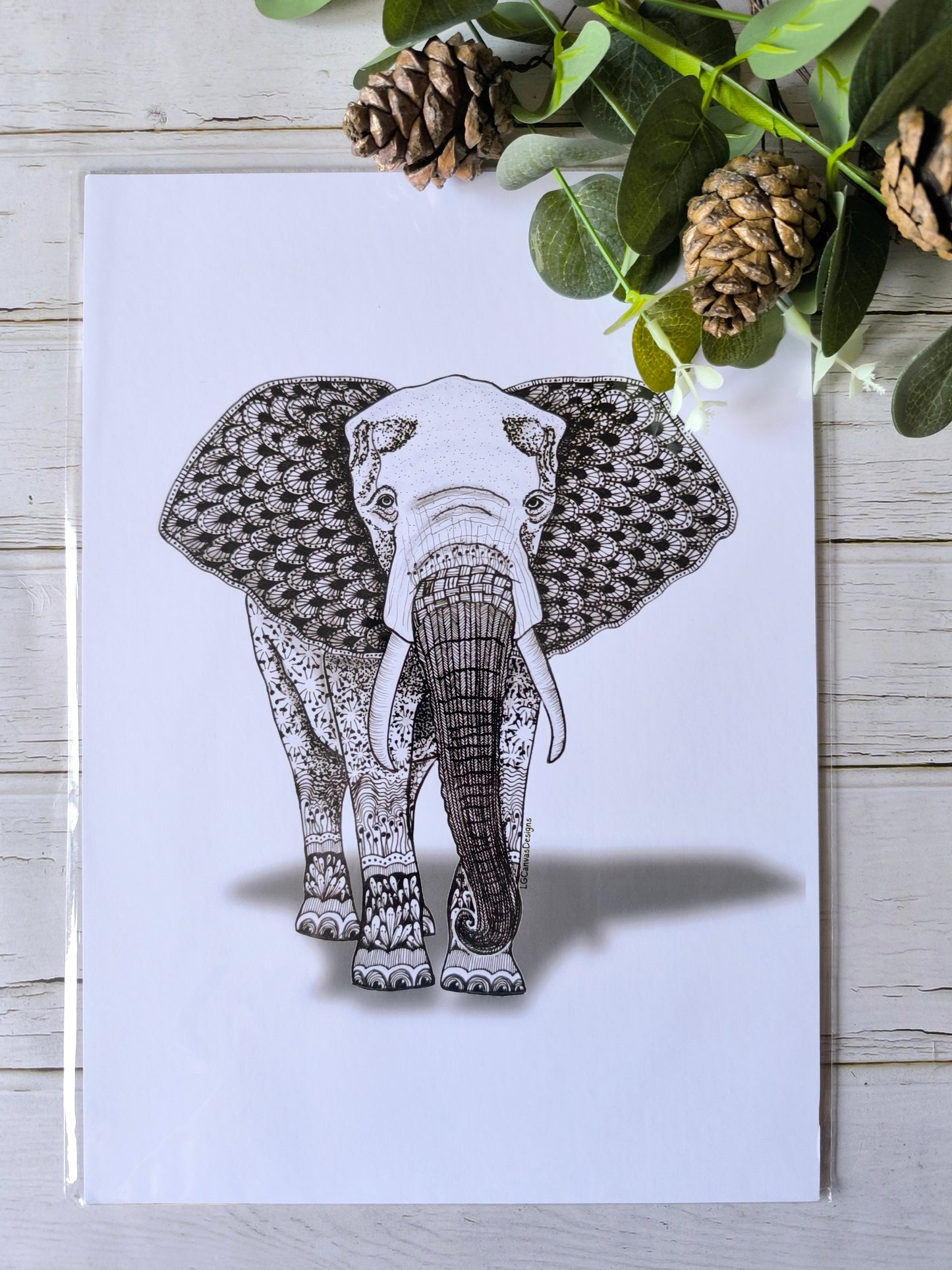 (e) 'Elliot the Elephant' A4 print