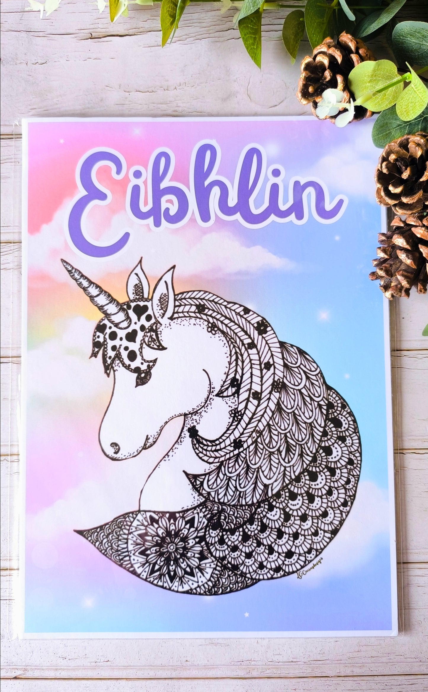 (d) Personalised Unicorn A4 print