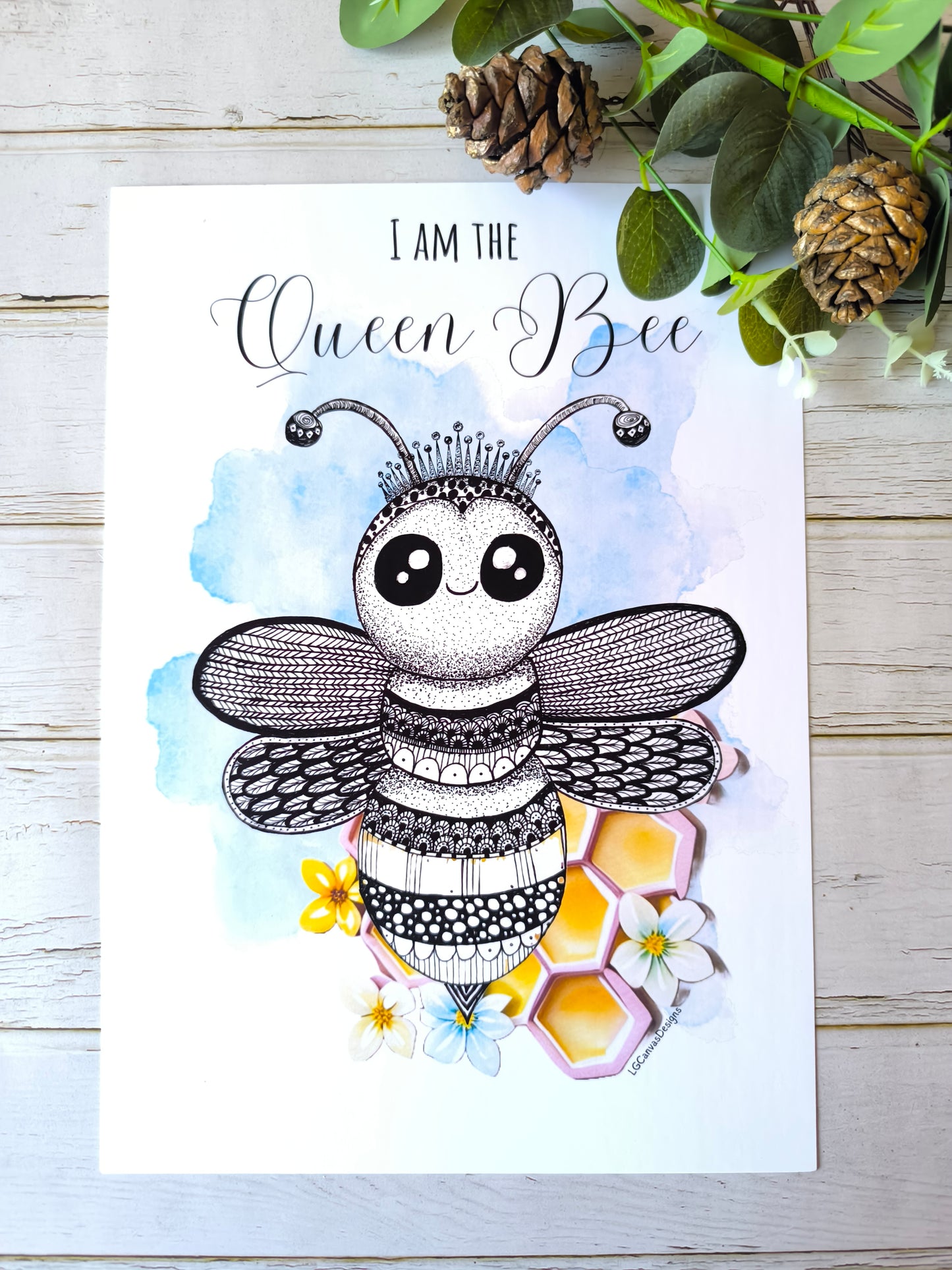 (e) 'I am the Queen Bee' Bee A4 print