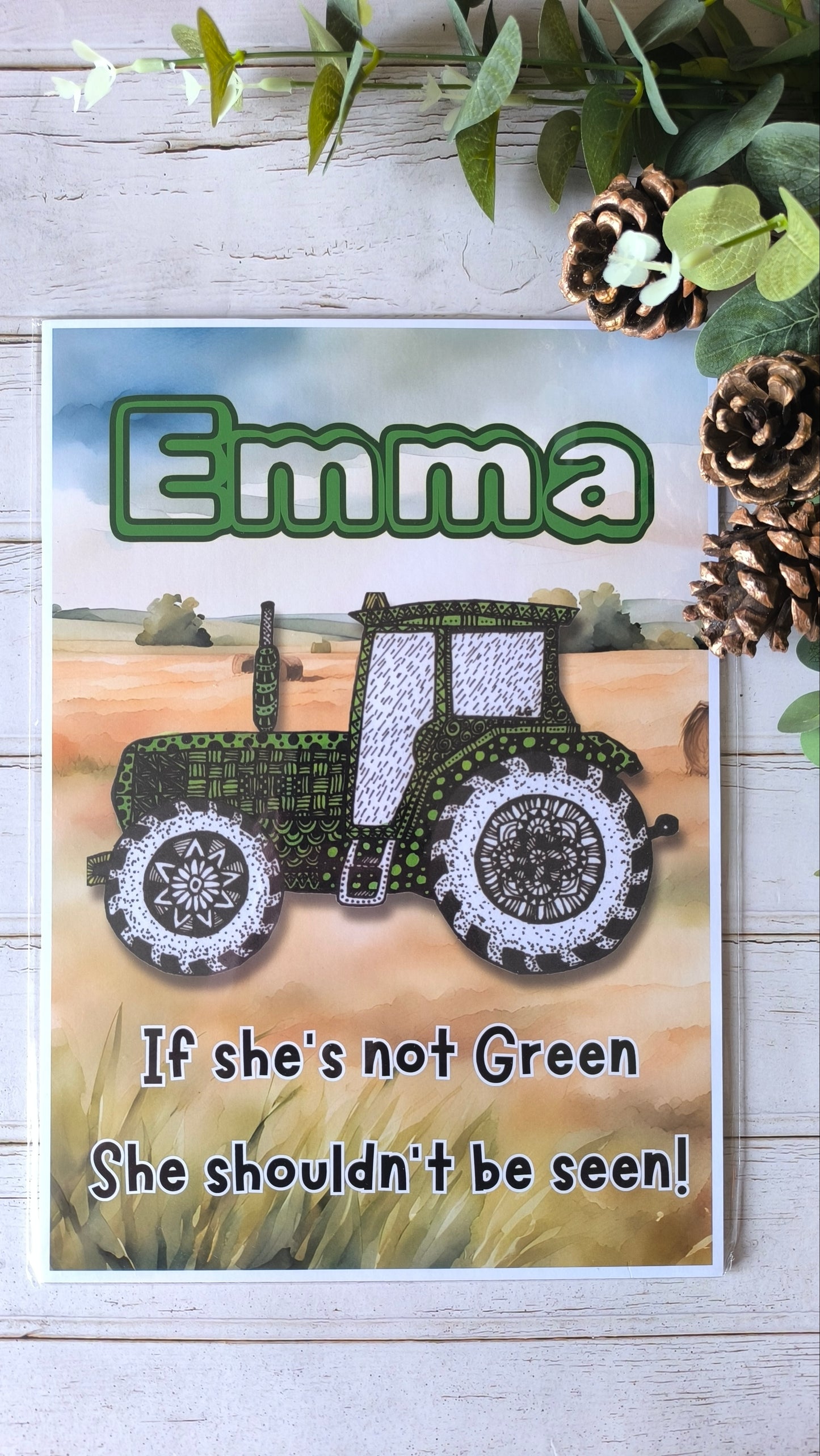 (d) Personalised Tractor A4 print