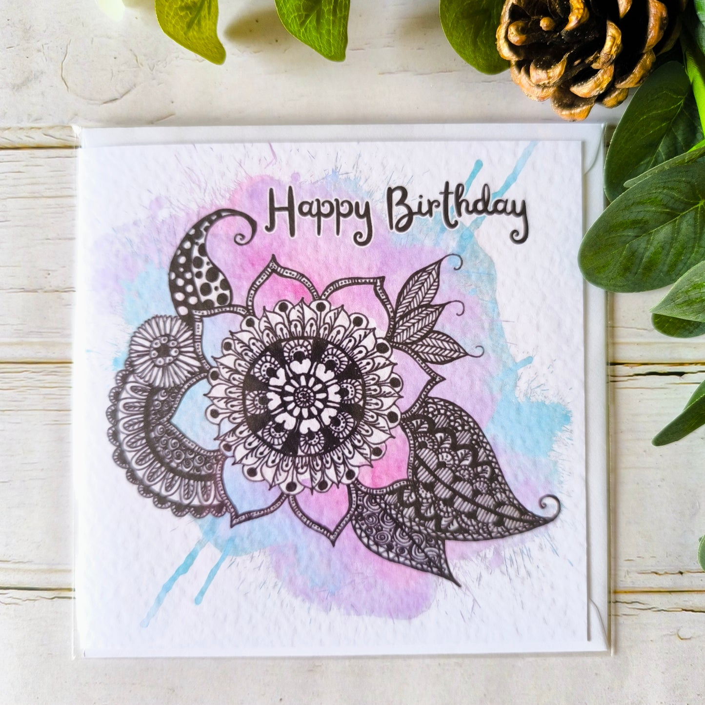 (a) Flower Happy Birthday Card