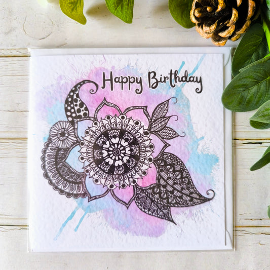 (a) Flower Happy Birthday Card