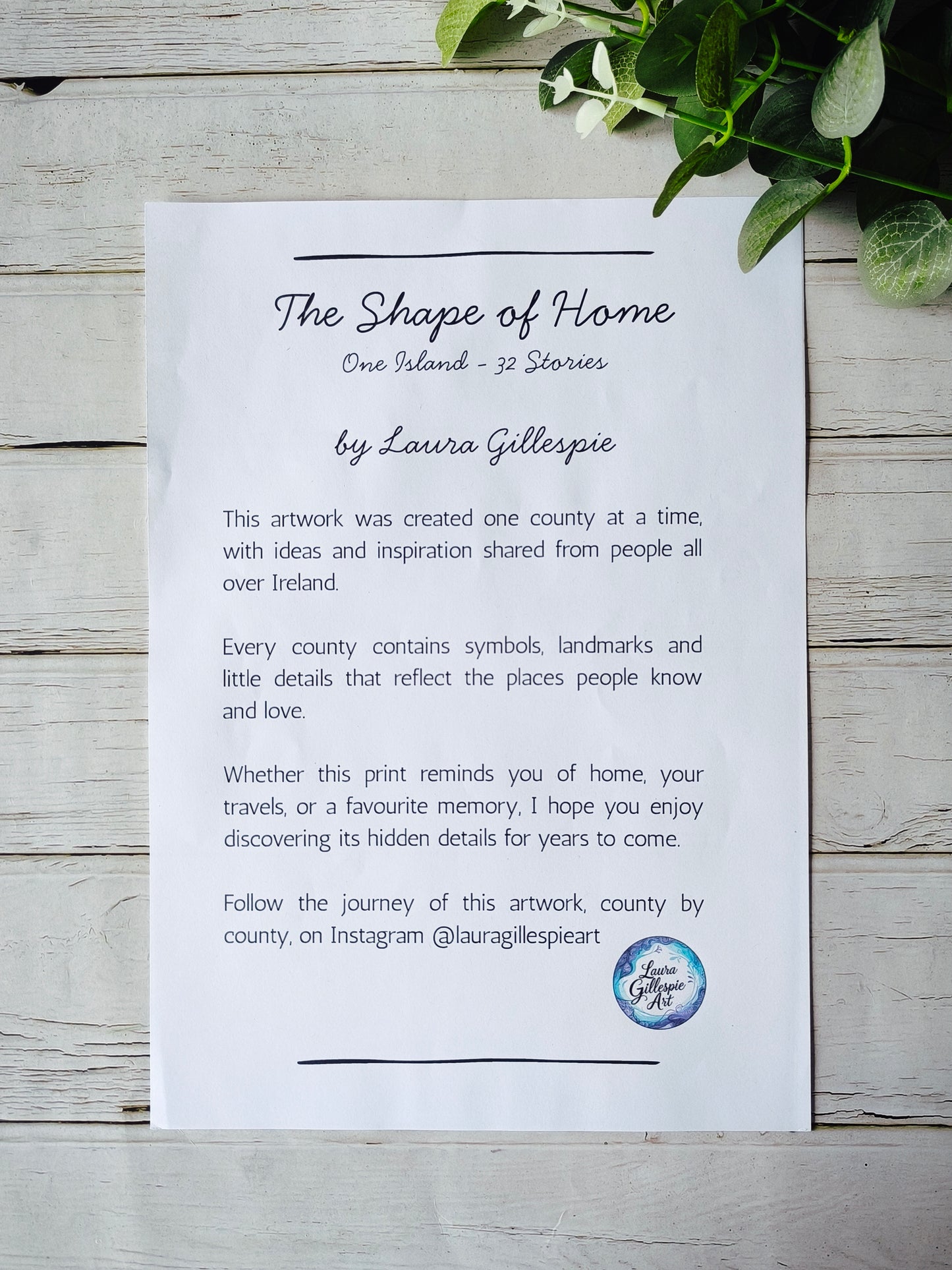 'The Shape of Home'  One Island - 32 Stories (Ireland) A3 mount