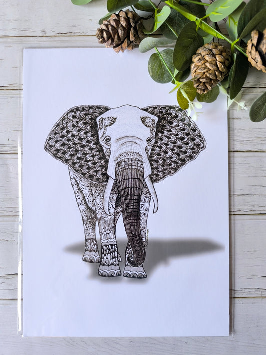 (e) 'Elliot the Elephant' A4 print