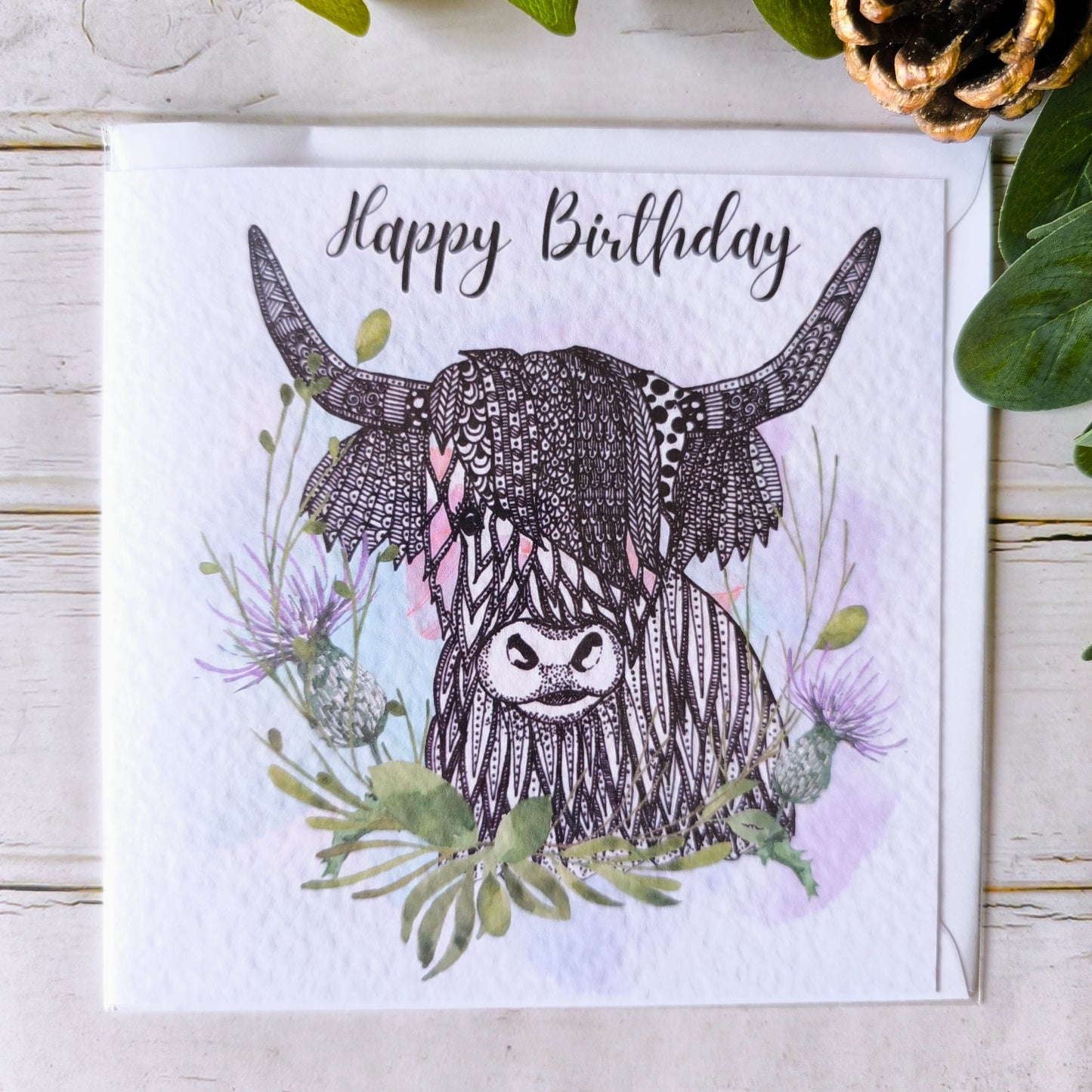 (a) Highland Cow Happy Birthday Card