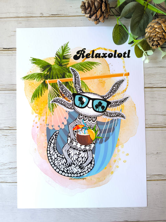 (e) 'Relaxolotl' Axolotl A4 print