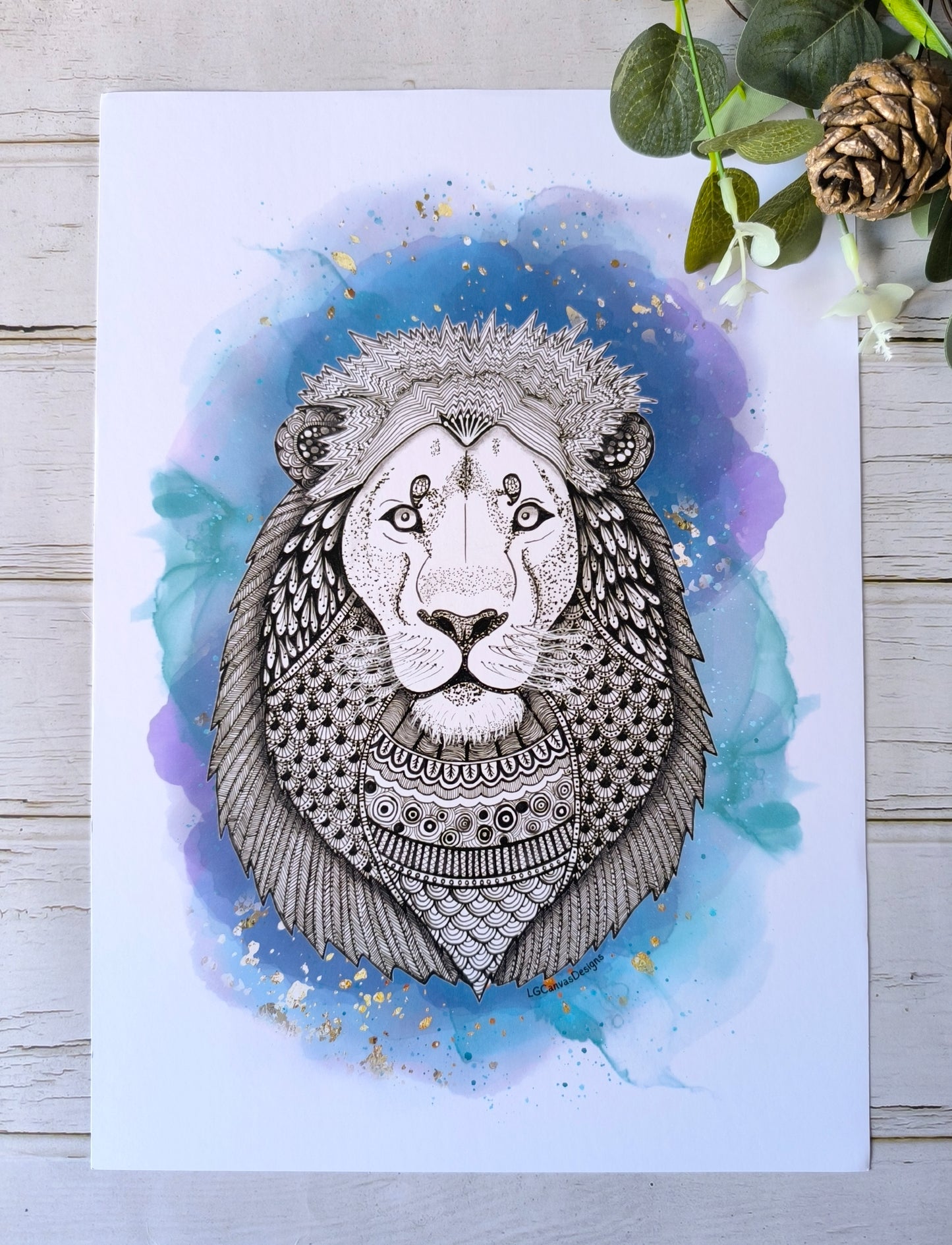 (e) 'Leroy the Lion' A4 print