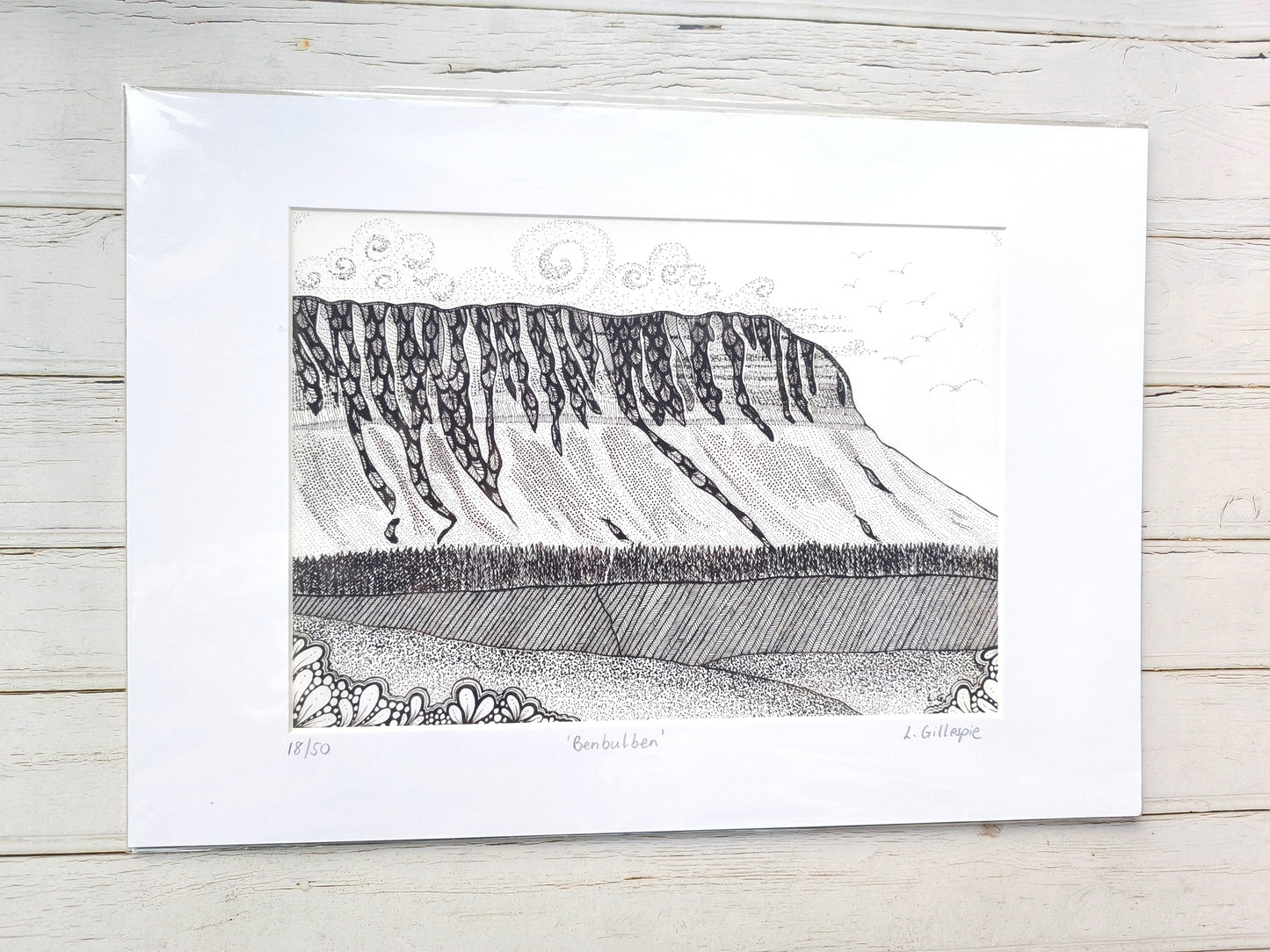 (b)'Benbulben' - Limited Edition Hand Drawn Print in A3 Mount