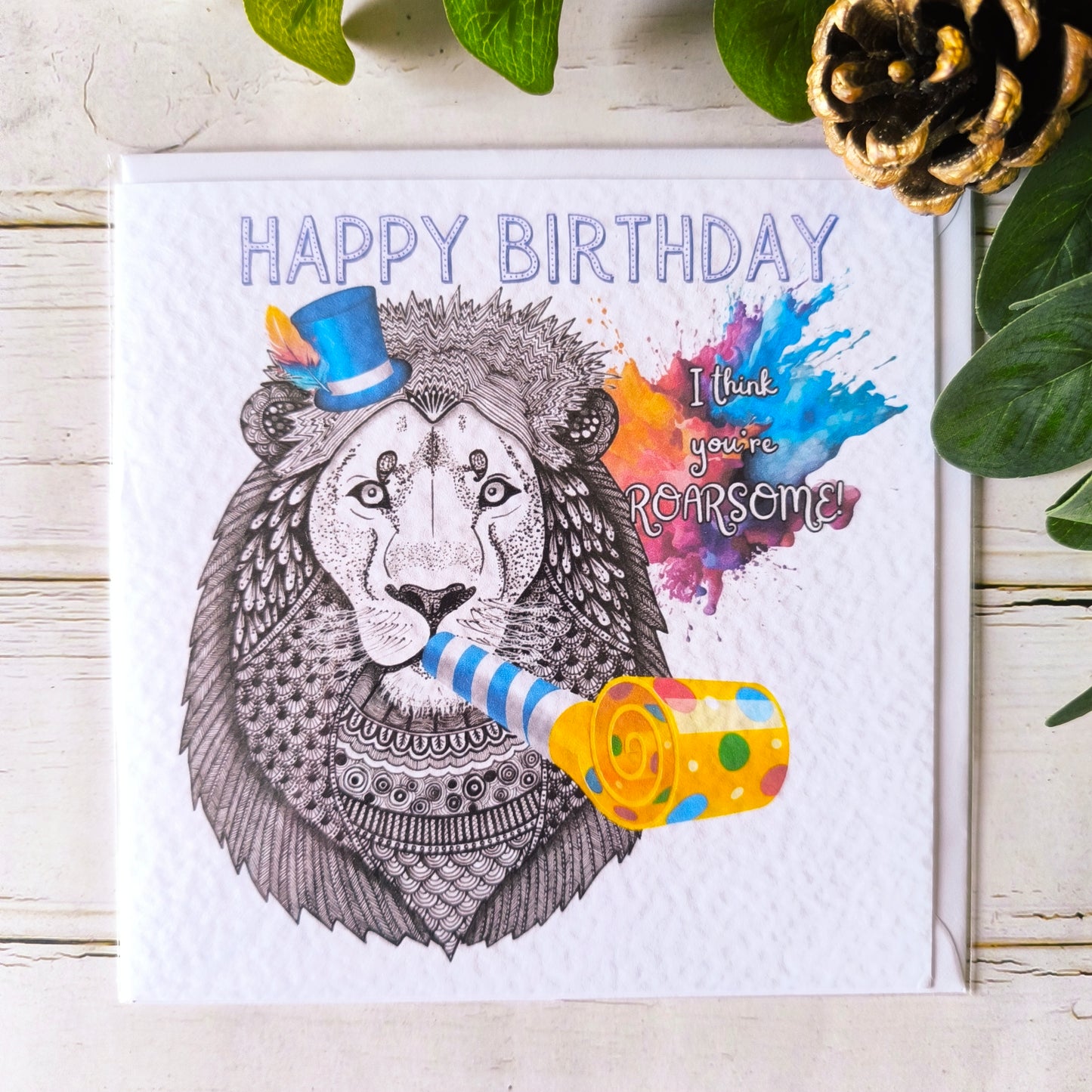 (a) Lion Happy Birthday Card