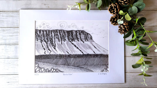 (b)'Benbulben' - Limited Edition Hand Drawn Print in A3 Mount
